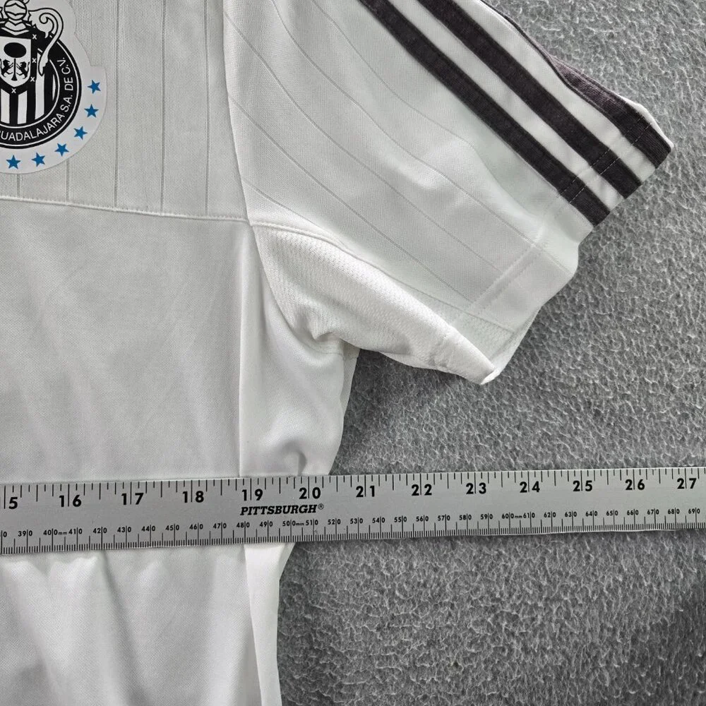 Club Deportivo Guadalajara‎ Men Shirt L White Logo Embroidery Adidas Striped
